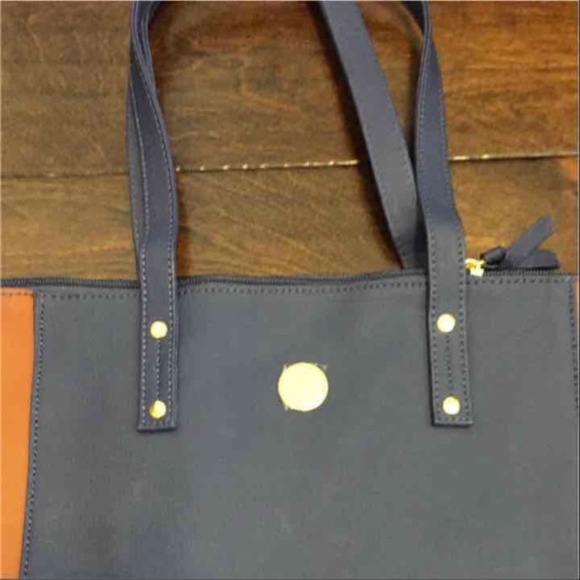Genuine Leather Tote/shopper Navy/Cognac - Picture 3 of 8